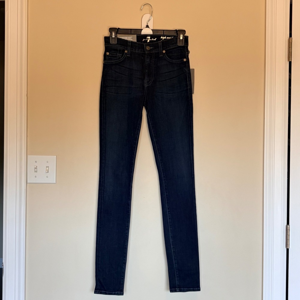 7 For All Mankind Dark Wash High Waisted Gwenevere Skinny Jeans Denim 26 NEW NWT